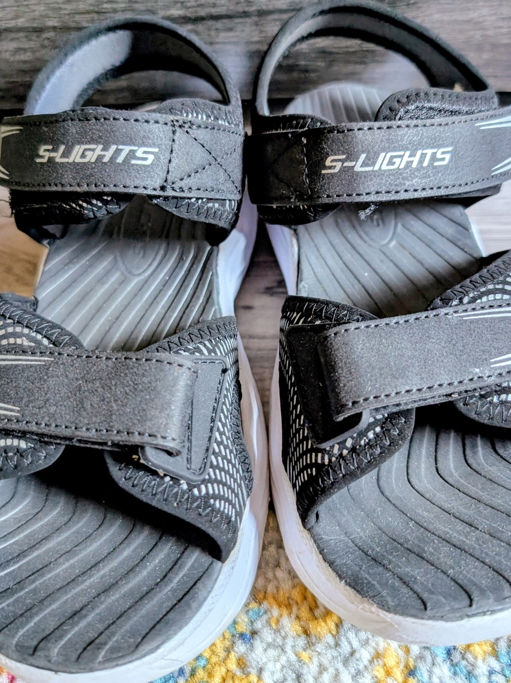 Skechers Kids Black and White Light-Up Sandals